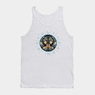 ZODIAC Gemini - Astrological GEMINI - GEMINI - ZODIAC sign - Van Gogh style - 3 Tank Top